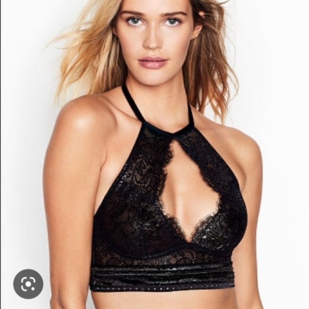 Victoria's Secret Black Lace Halter Bra